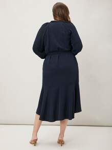 MOTF PREMIUM PLUS HIGH-LOW SHIRT DRESS - Navy Blue - View 2