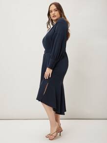 MOTF PREMIUM PLUS HIGH-LOW SHIRT DRESS - Navy Blue - View 7