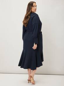 MOTF PREMIUM PLUS HIGH-LOW SHIRT DRESS - Navy Blue - View 9