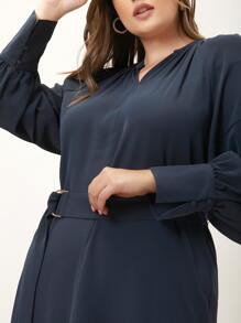 MOTF PREMIUM PLUS HIGH-LOW SHIRT DRESS - Navy Blue - View 10