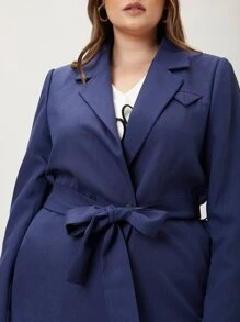 MOTF PREMIUM PLUS STRAIGHT FIT BELTED BLAZER - Navy Blue - View 6