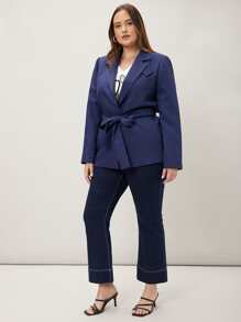 MOTF PREMIUM PLUS STRAIGHT FIT BELTED BLAZER - Navy Blue - View 10