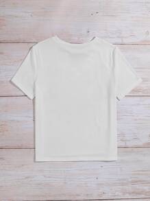 SHEIN Unity Áo thun Plus size Tim Lá cờ Giải trí - trắng - Xem 2