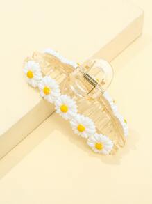 Flower Decor Hair Claw - White - View 2