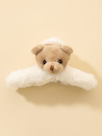 小熊裝飾毛茸茸發夾，可愛實用