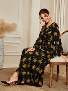 Váy Ả Rập Thắt lưng Hoa Tất cả trên in Thanh lịch - Nhiều màu - Xem 4