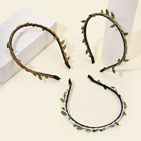 

3pcs Leaf Decor Headband, Multicolor