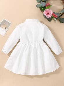 嬰兒格紋印花二合一襯衫洋裝 - 白色 - 查看 2