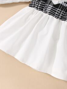 嬰兒格紋印花二合一襯衫洋裝 - 白色 - 查看 4