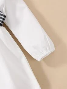 嬰兒格紋印花二合一襯衫洋裝 - 白色 - 查看 5