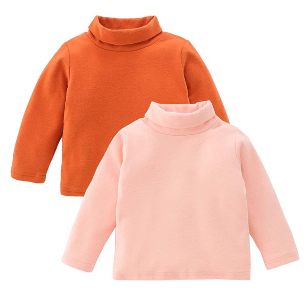 

Baby 2pcs Solid Turtleneck Tee, Multicolor