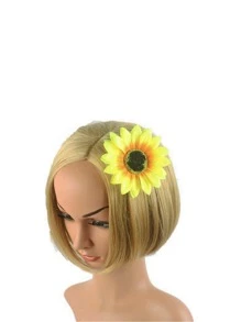 2 cái Hướng Dương Trang Trí Tóc Kẹp - Màu vàng - Xem 5