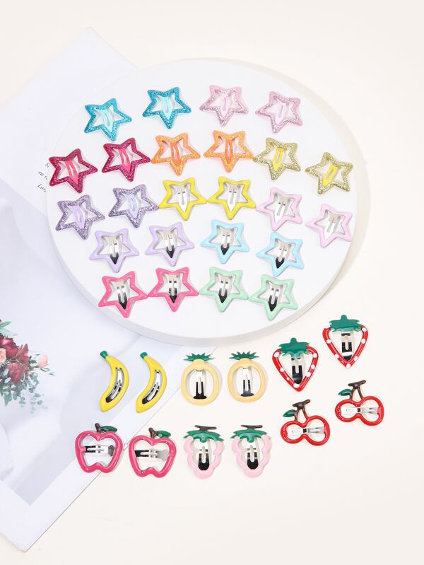 36pcs Random Color Fruit Decor Hair Clip For Everyday Styling Suitable For Campus Dating Vacation Daily Travel Street Christmas