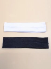 2 件装女士时尚运动纯色发带适合户外使用休闲头带头巾头带吸汗带