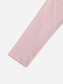 SHEIN EZwear Camiseta corta unicolor de cuello V - Rosa Pálido - Ver 5