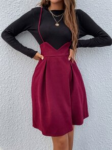 Solid Rib-knit Tee & Zip Back Cami Dress - Multicolor - View 6