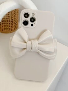 蝴蝶結裝飾手機外殼 - 米色 - 查看 2
