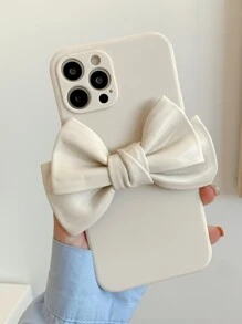 蝴蝶結裝飾手機外殼 - 米色 - 查看 4