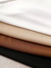 SHEIN Unity 4 piezas Top unicolor corto tejido de canalé - Multicolor - Ver 4