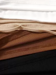 SHEIN Unity 4 piezas Top unicolor corto tejido de canalé - Multicolor - Ver 5