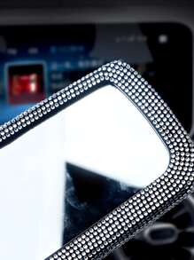 Rhinestone Decor Car Rearview Mirror - Silver - View 2