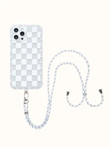 Checker Phone Case With Lanyard - Clear - View 1