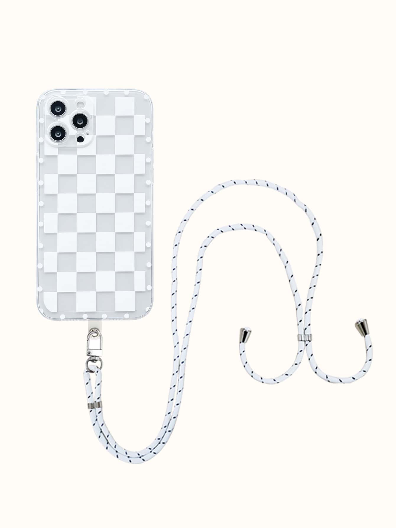 Checker Phone Case With Lanyard - Clear - View 1