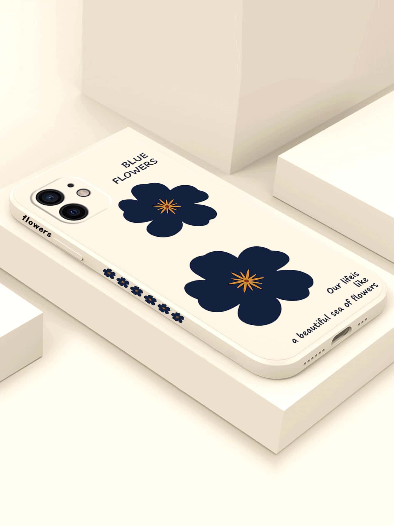 花卉圖案手機外殼 - 白色 - 查看 1