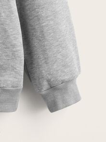 SHEIN Áo pull ấm áp In Giáng sinh Thả vai - Xám - Xem 3