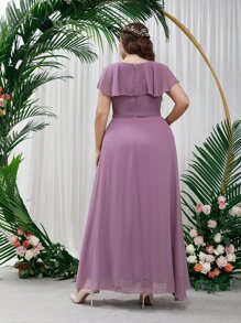 SHEIN Belle Vestido de dama de honor ribete con fruncido de gasa - Púrpura malva - Ver 2