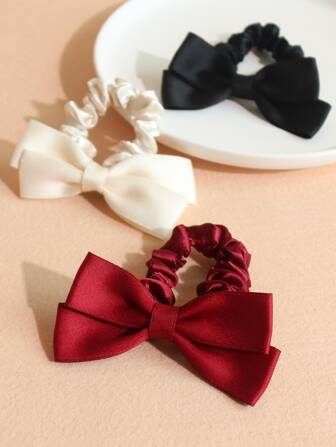 3 pezzi Elastici scrunchie con decorato fiocco da bambine