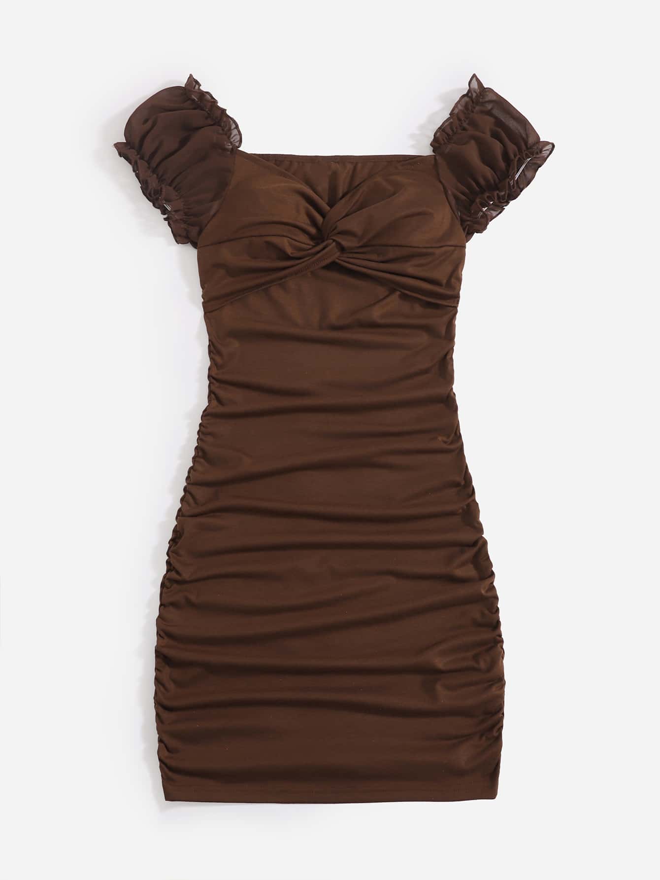 Our Solid Twist Frill Bodycon Dress is such a vibe - ROMWE
