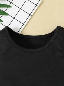 嬰兒素色背心上衣和彈性腰帶衛褲 - 彩色 - 查看 6