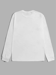 Manfinity VCAY Men T-Shirts Fit Crew Neck Long Sleeve Basic Tee Los Angeles Casual Simple Summer - White - View 2