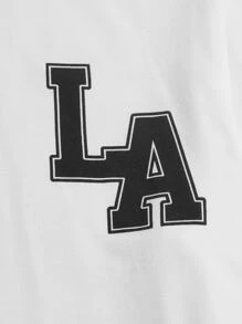 Manfinity VCAY Men T-Shirts Fit Crew Neck Long Sleeve Basic Tee Los Angeles Casual Simple Summer - White - View 4