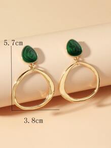 鏤空圓形耳墜 - 金黃色 - 查看 2