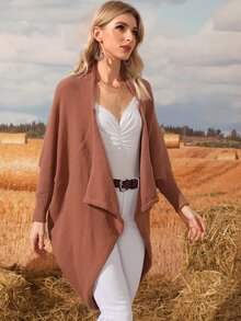 净色蝙蝠袖开衫 - 鏽棕色 - 查看 5