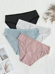 4 piezas Bragas unicolor de canalé