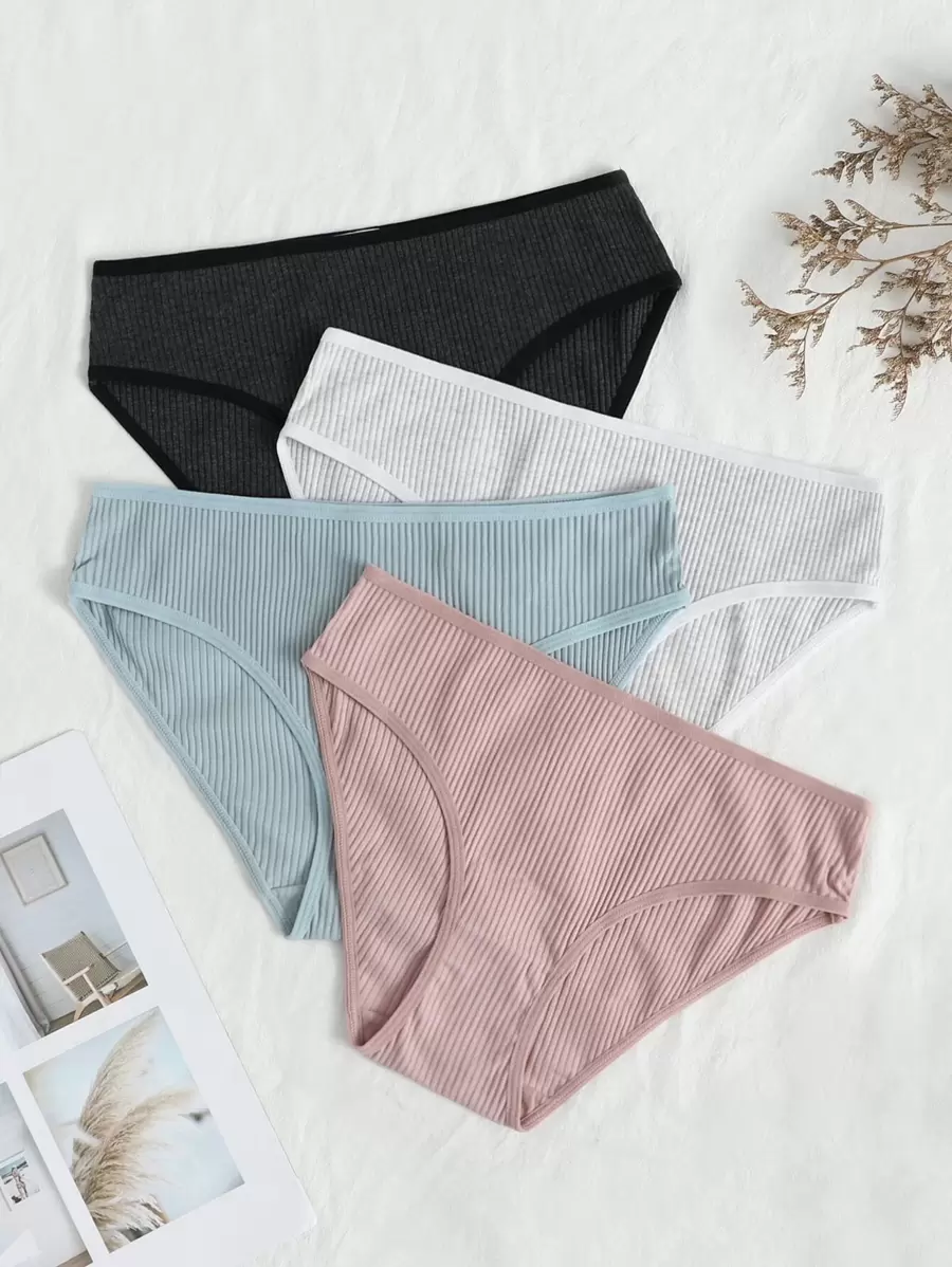 4 piezas Bragas unicolor de canalé