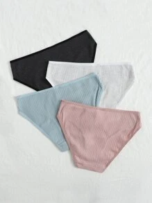 4 piezas Bragas unicolor de canalé