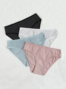 4 piezas Bragas unicolor de canalé