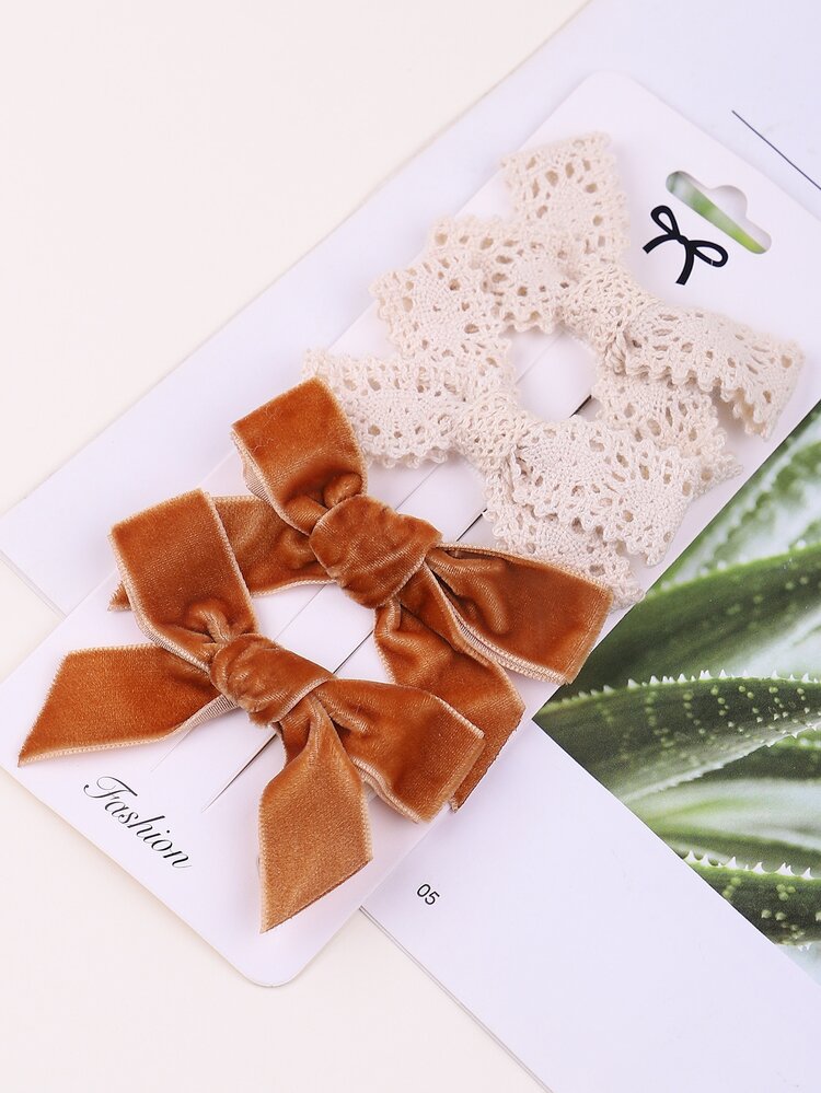 bilicaca 4 cái Bé Gái Mới Biết Đi Nơ Kẹp Tóc - Nhiều màu - Xem 3