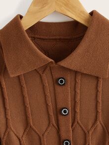 Toddler Girls Button Detail Jumper Dress - Coffee Brown - View 3