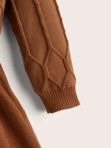 Toddler Girls Button Detail Jumper Dress - Coffee Brown - View 4