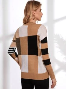 SHEIN LUNE Cut And Sew Drop Shoulder Jumper - Multicolor - View 2