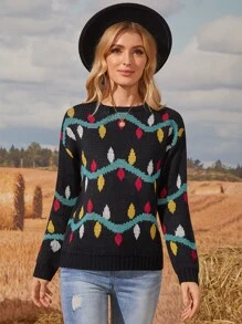 Pulover cu umăr scăpat cu model de dungi colorblock