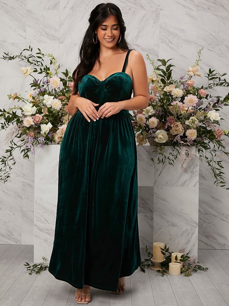 slim fit dress slacks Dark Green Velvet Dress - Bridesmaid Dress main image 0