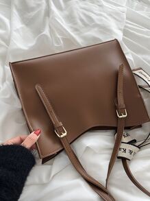 Waterproof, Lightweight, Large Capacity Knot Decor Large Capacity Tote Bag Vintage For Teen Girls Women College Students, Rookies & White-Collar Ers Perfect For, College, Commute, Business Casual Women Bag, Perfect For Office, Business And Work - Brown - View 5