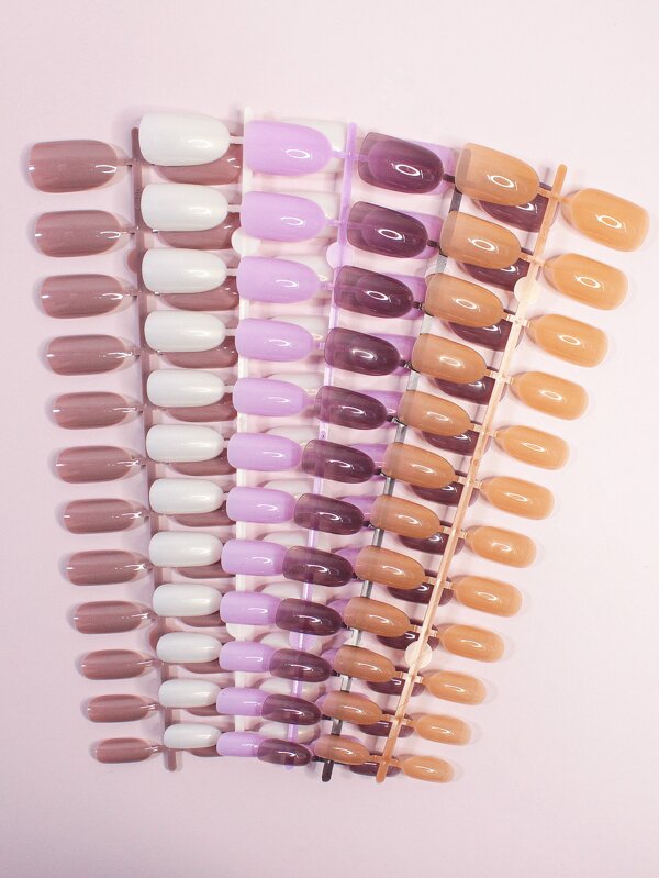 使用 120入組長橢圓形純色假指甲延伸全覆蓋假指甲立即升級您的外觀，適合女士和女孩