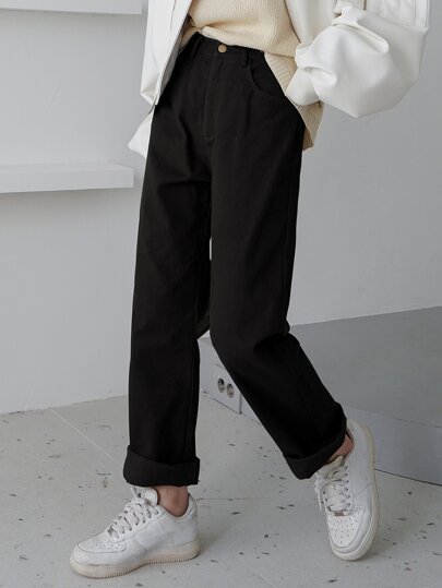 Pantalones rectos de talle alto